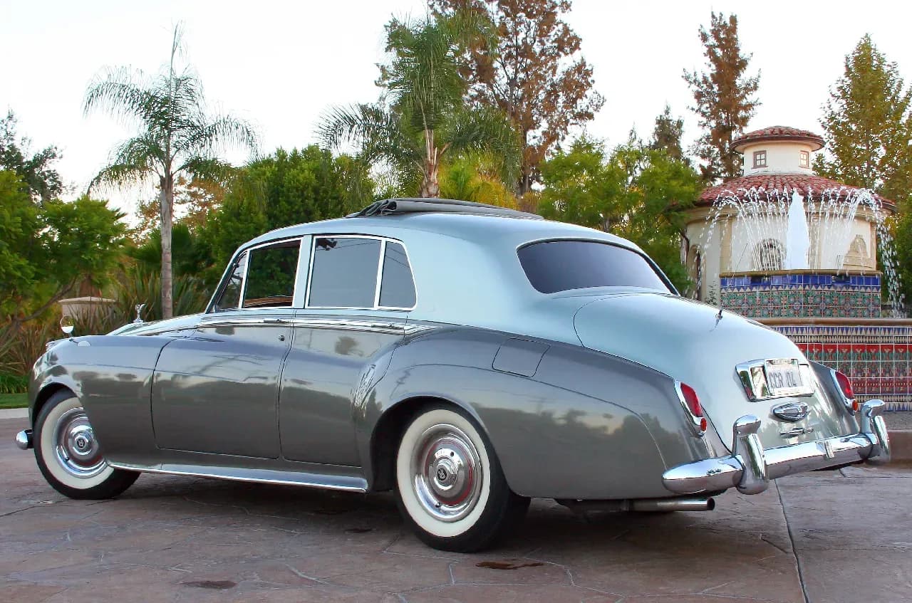 1958 Silver Rolls-Royce Silver Cloud I exterior for wedding car rental in Tarzana, CA 1958 Silver Rolls-Royce Silver Cloud I exterior for wedding car rental in Tarzana, CA