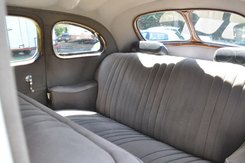 1939 Packard interior for wedding car rental in Bristol County, MA