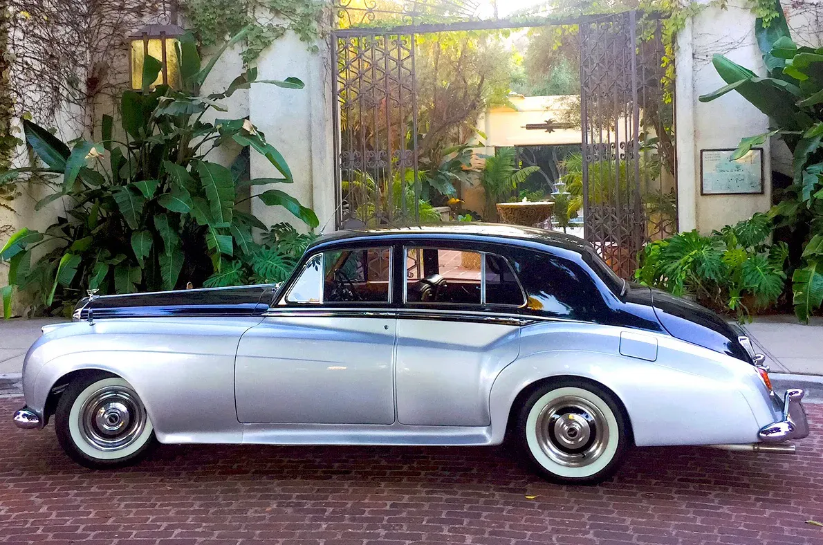 Silver 1957 Bentley SI exterior for wedding car rental in Tarzana, CA
