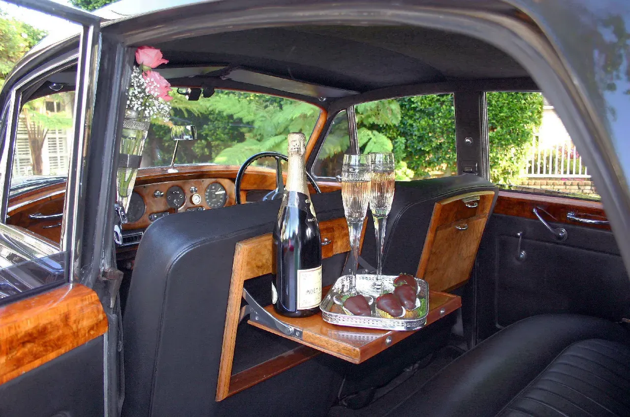 1957 Bentley SI interior for wedding car rental in Tarzana, CA