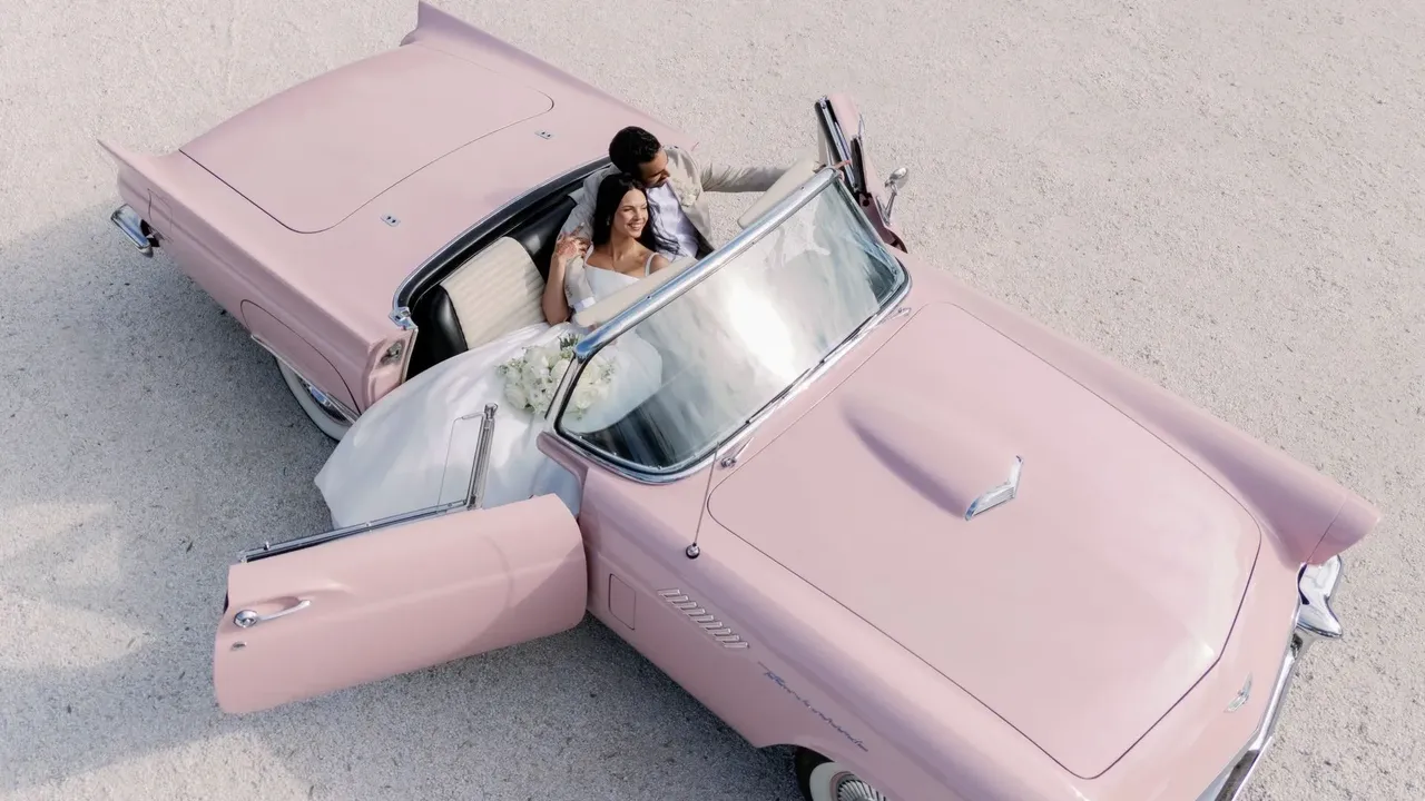 Red 1957 Ford T-Bird for wedding car rental