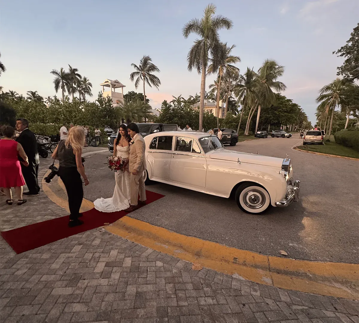 White 1960 Rolls-Royce Silver Cloud exterior for wedding car rental in Naples, FL