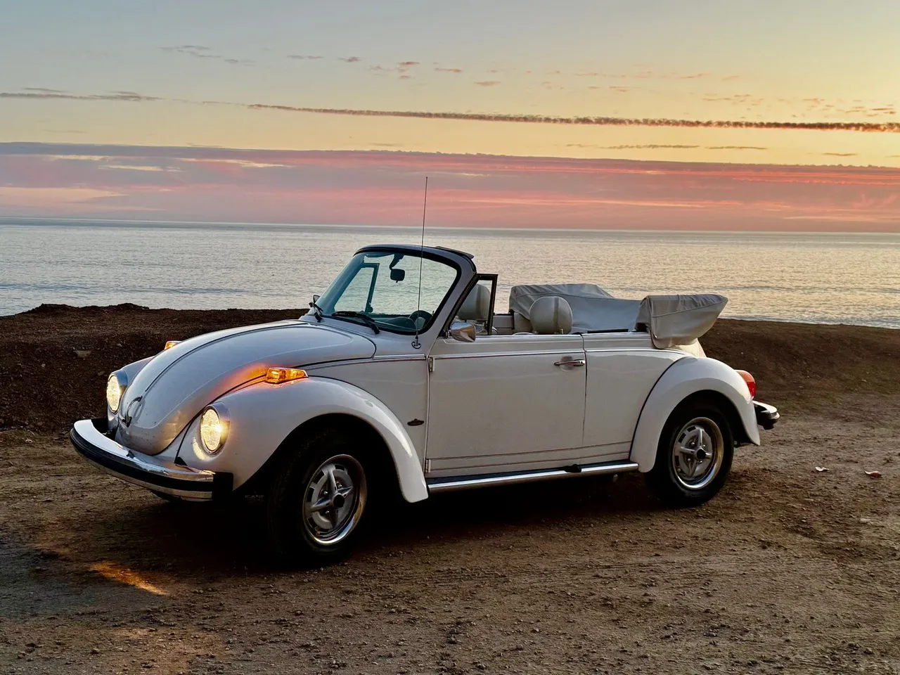 White 1977 Beetle Convertible for wedding car rental in San Jose, CA