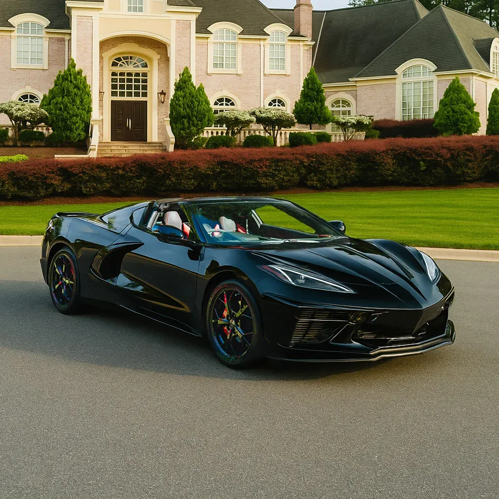 Black 2023 Corvette C8 2LT Convertible for wedding car rental in Perry County, PA