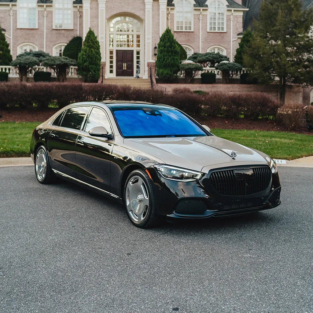 Black 2023 Gold Mercedes-Maybach S680 Manufaktur Edition for wedding car rental in Adams County, PA