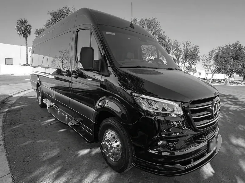 2024 Mercedes-Benz 14 Passenger Party Bus Black-painted 2024 Mercedes-Benz 14 Passenger Party Bus ready for booking