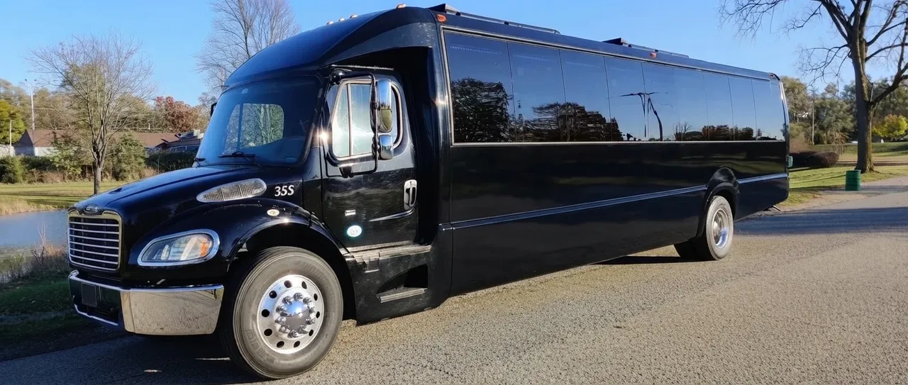 25 Passenger Party Bus Black-painted 25 Passenger Party Bus ready for booking