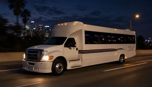 34 Passenger Party Bus White-painted 34 Passenger Party Bus ready for booking
