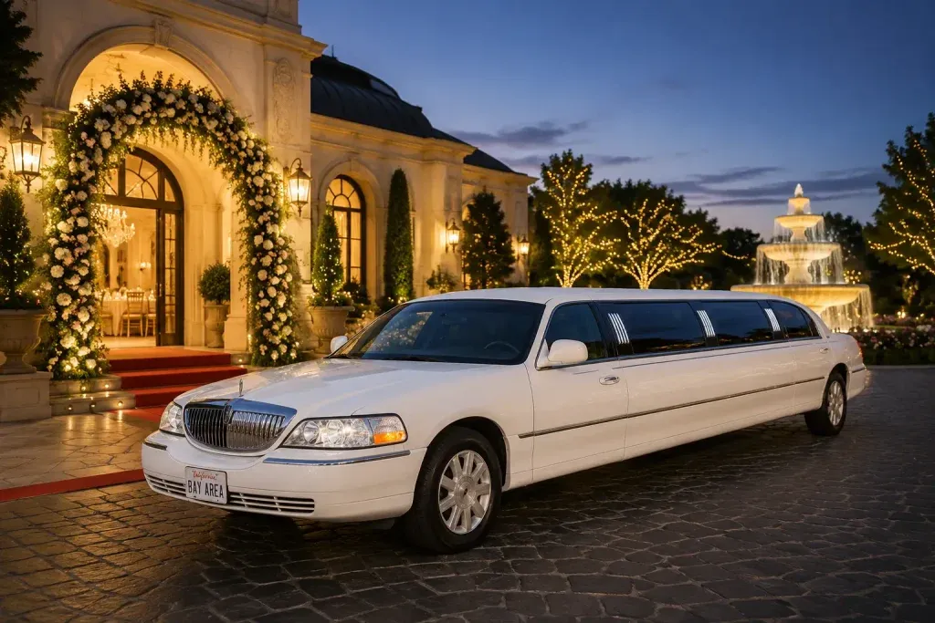 White 8 Passenger Lincoln Stretch Limousine for limo rental in Livermore, CA