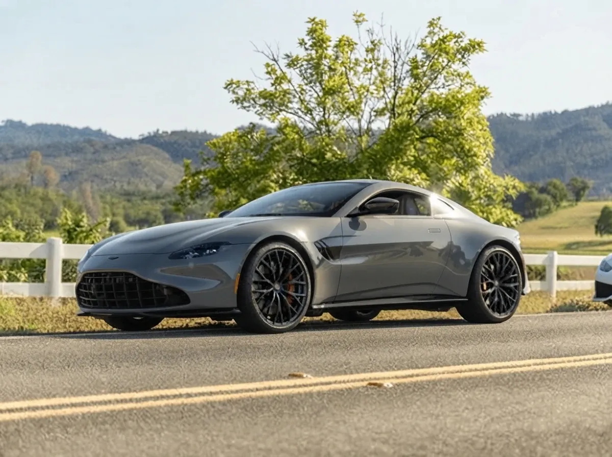Silver-painted Aston Martin Vantage ready for booking