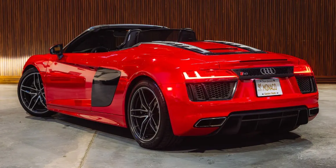Red Audi R8 exterior for wedding car rental in Northampton County, PA