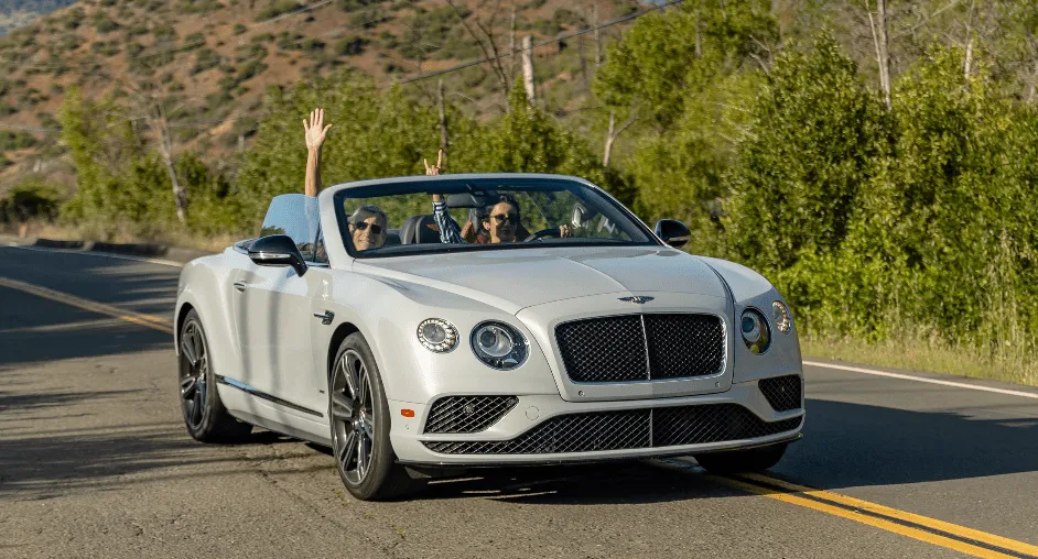 White Bentley Continental GT with convertible roof for wedding car rental in Concord, CA