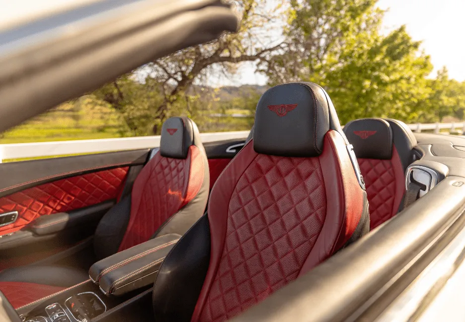 Bentley Continental GT interior with convertible roof for wedding car rental in Concord, CA