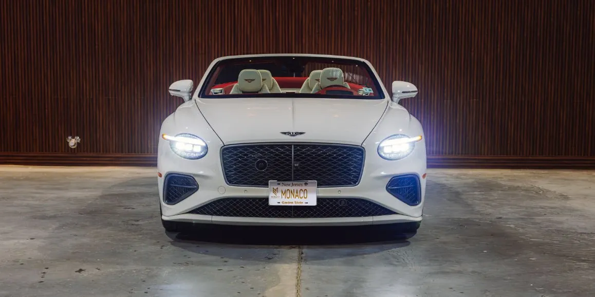 White Bentley GTC Speed exterior with convertible roof for wedding car rental in Delaware County, PA