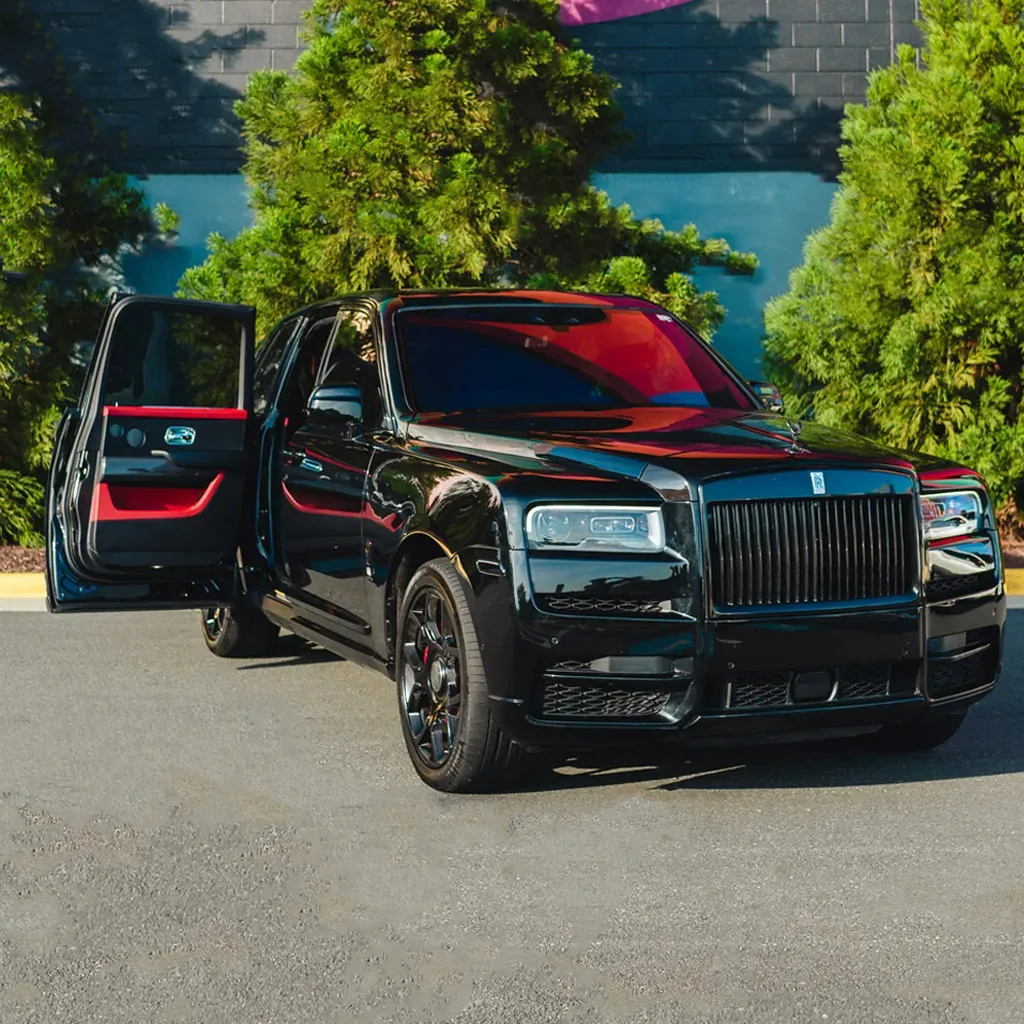 Black Badge Rolls-Royce Cullinan Diamond Xirralic for wedding car rental in Perry County, PA