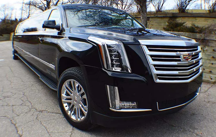 Black Cadillac Escalade Stretch Limousine for limo rental in Farmington, MI