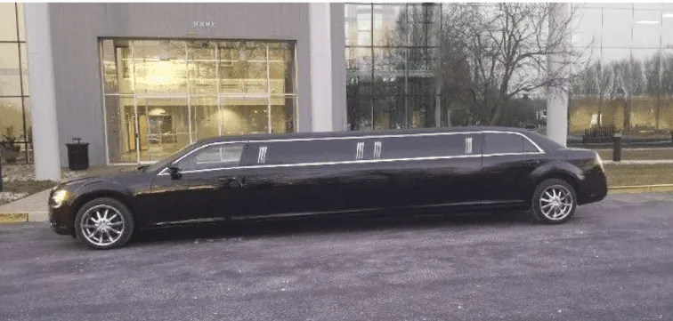 Black Chrysler Limousine White-painted Black Chrysler Limousine, tinted windows