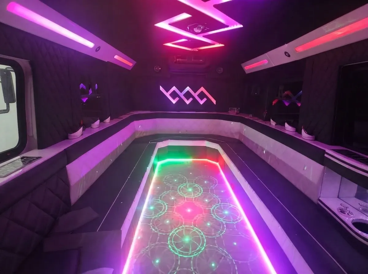 Black Mini Party Bus Black Mini Party Bus ready for booking