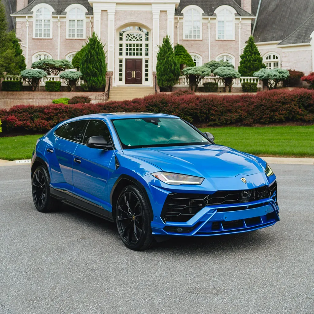 Blue Blu Eleos Lamborghini Urus for wedding car rental in Rockville, MD