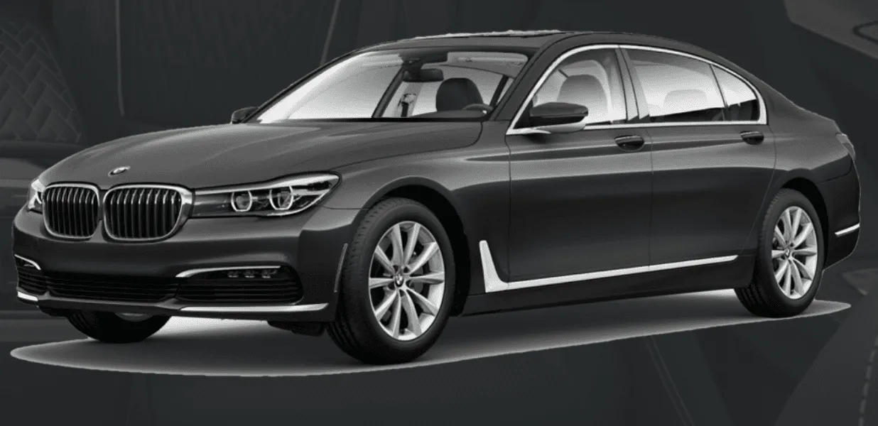 Black-painted BMW 7 Series ready for booking