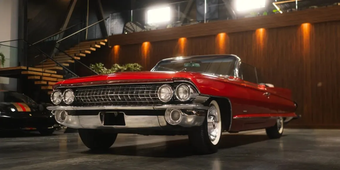 Red Cadillac Deville 1960 (Vintage) exterior for wedding car rental in Pleasants County, WV