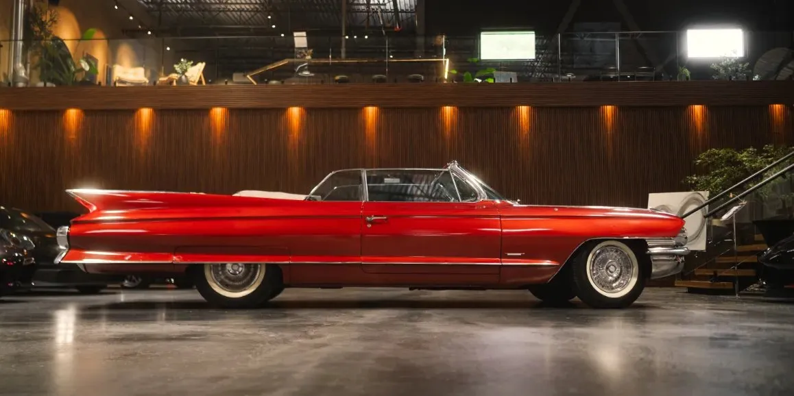 Red Cadillac Deville 1960 (Vintage) exterior, photo 3 for wedding car rental in Pleasants County, WV