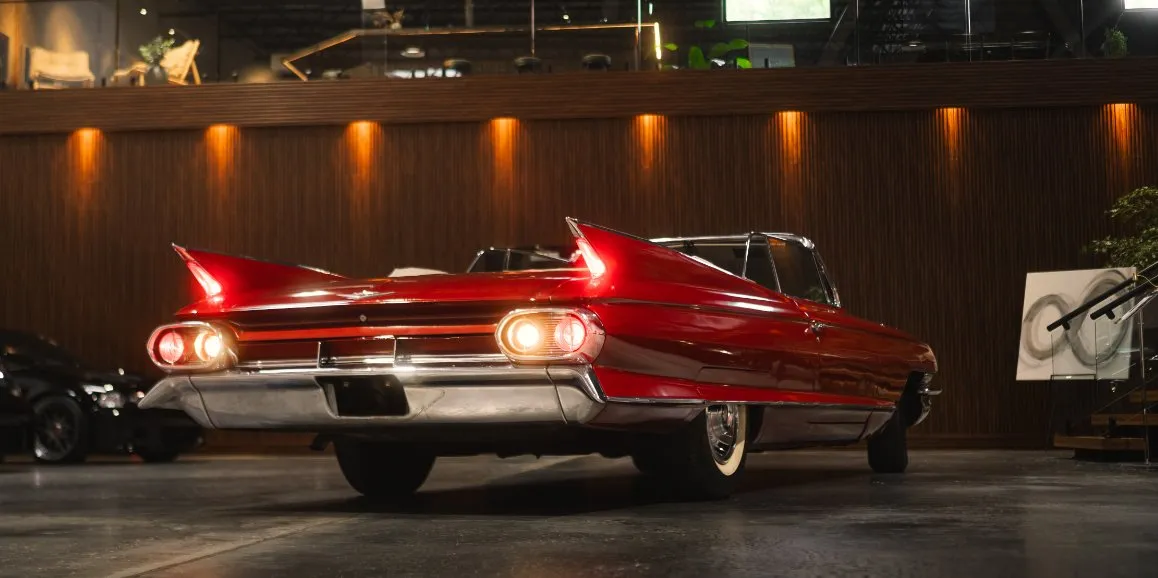 Red Cadillac Deville 1960 (Vintage) exterior, photo 5 for wedding car rental in Pleasants County, WV