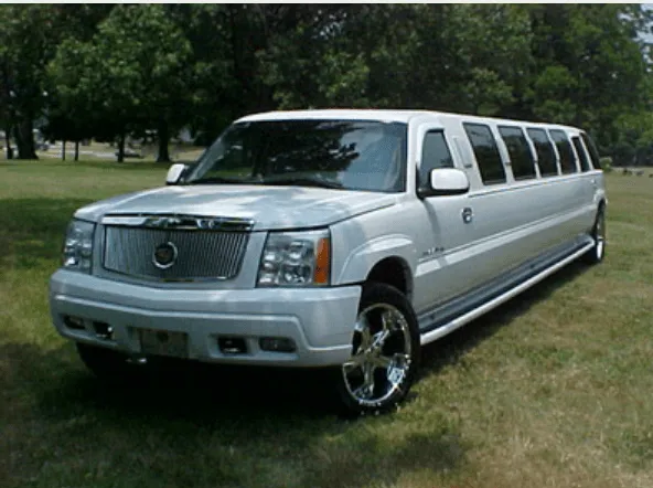 Cadillac Escalade Limousine White-painted Cadillac Escalade Limousine, tinted windows and running boards