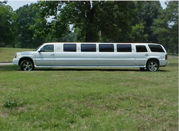 White-painted Cadillac Escalade Limousine, paintwork, tinted windows