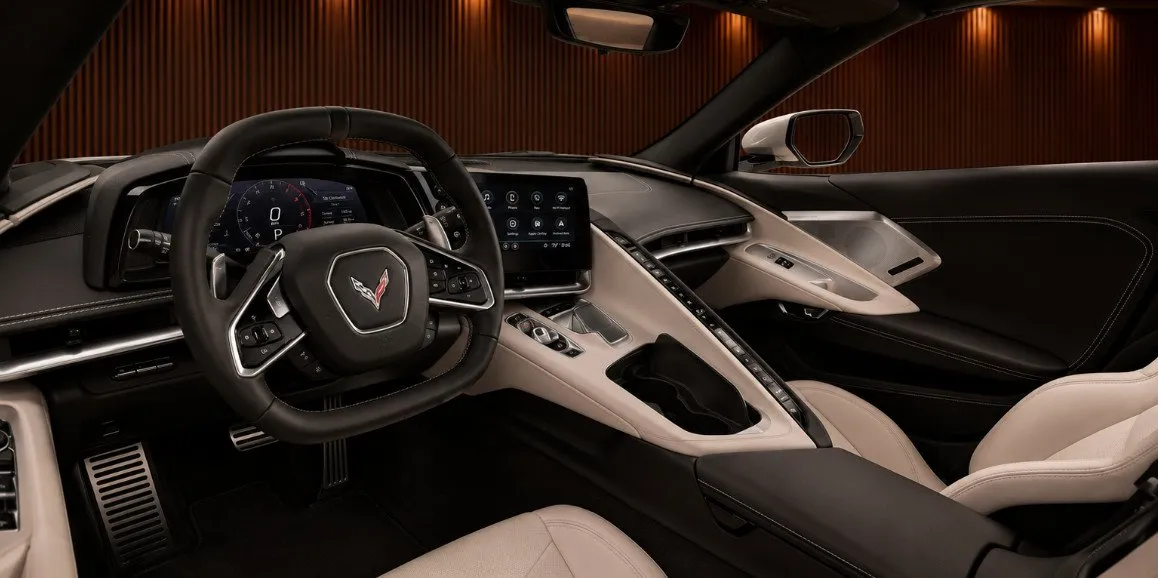 Chevrolet Corvette interior for wedding car rental in Suffolk County, NY