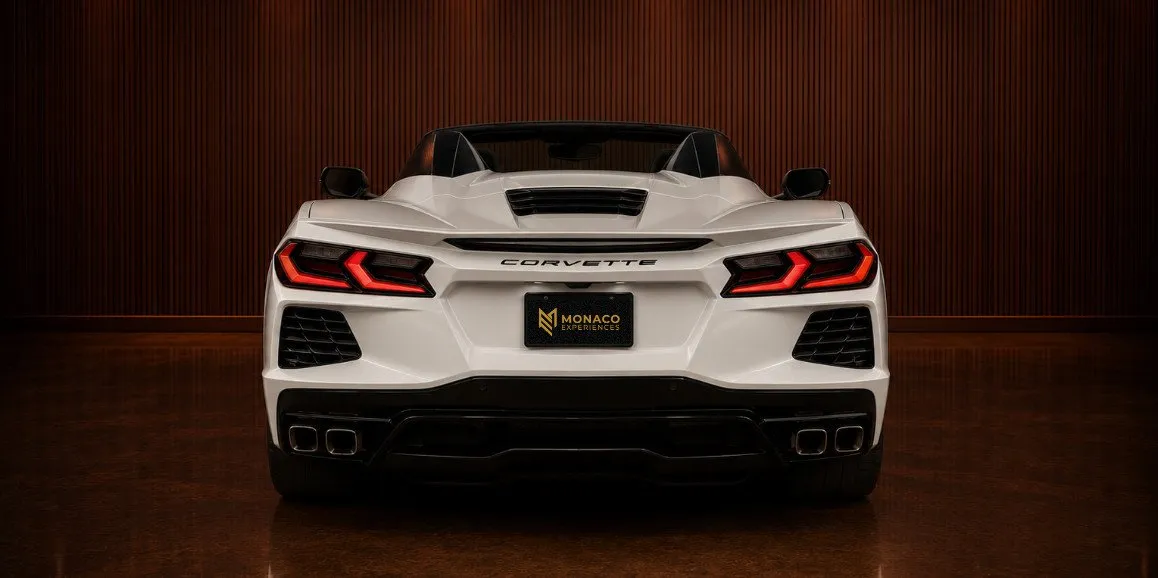 White Chevrolet Corvette exterior, photo 4 for wedding car rental in Suffolk County, NY