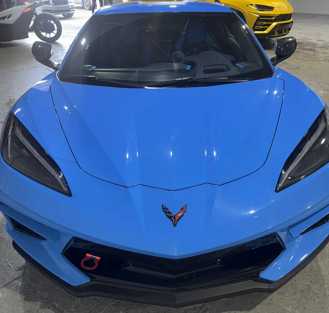 Blue Chevrolet Corvette for wedding car rental in Southfield, MI