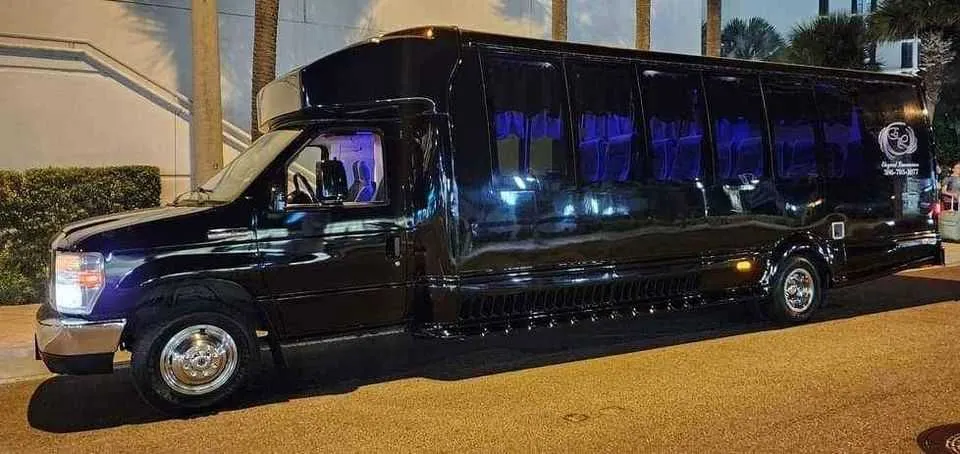 Black 20 Passenger Luxury Party Bus for party bus rental in Wake County, NC