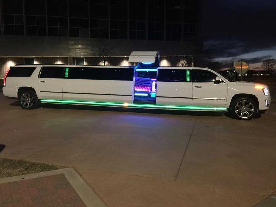 White Escalade Limo for limo rental