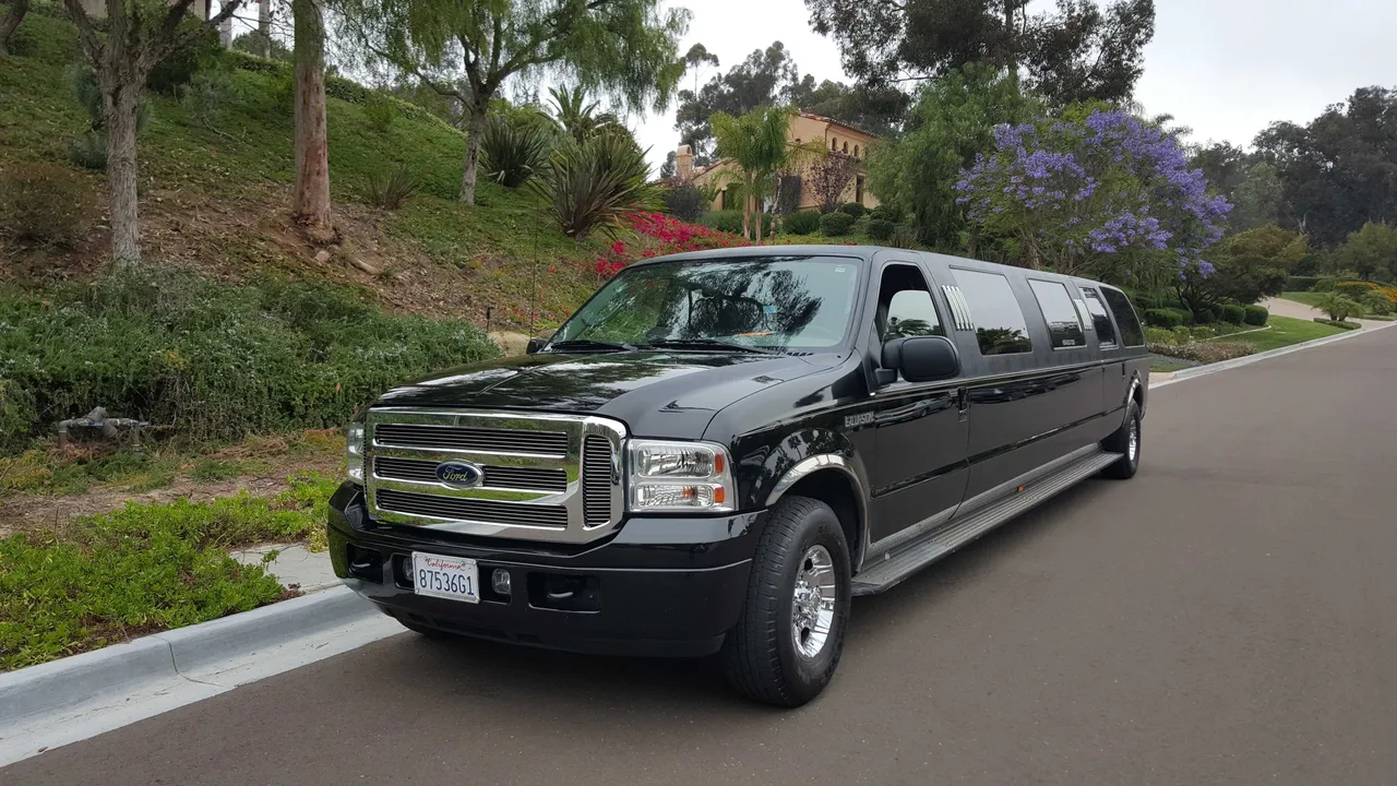 Black Excursion limo with tinted windows for limo rental in Idyllwild, CA