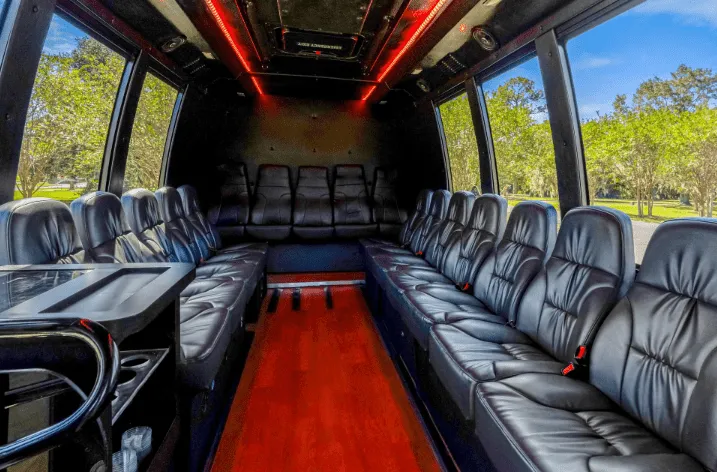 Executive Limo Bus interior for party bus rental