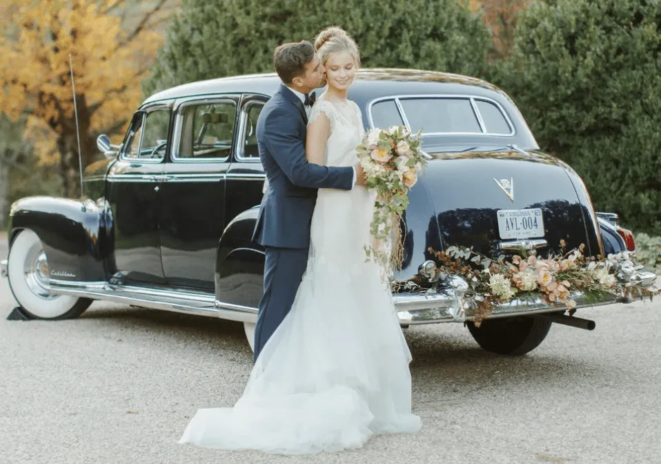Blue Fleetwood Cadillac for wedding car rental in Lee County, SC