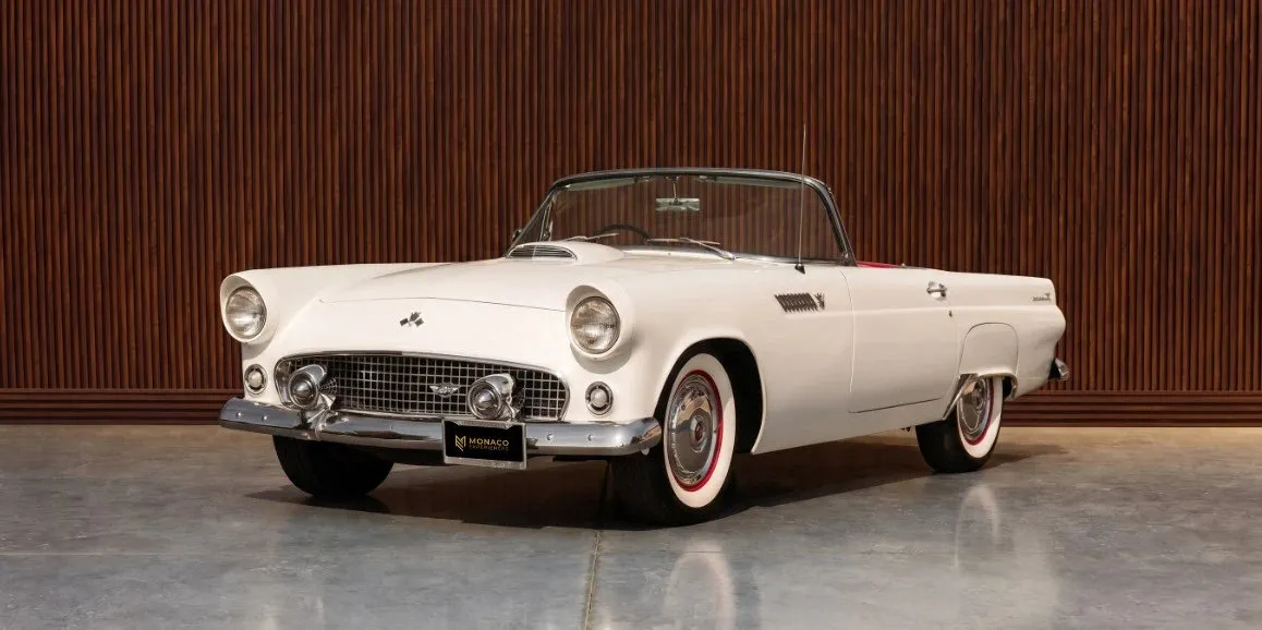 Ford Thunderbird White Ford Thunderbird with convertible roof for wedding car rental