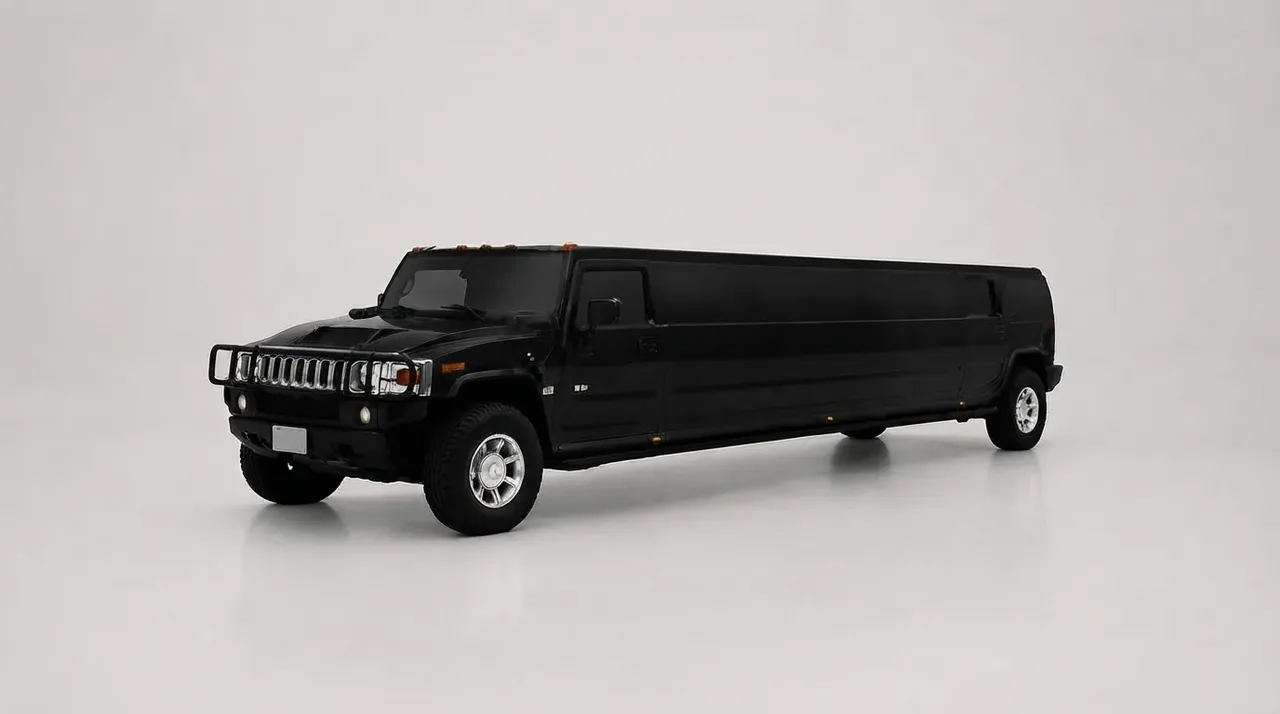 Black-painted Hummer H2 Limousine ready for booking