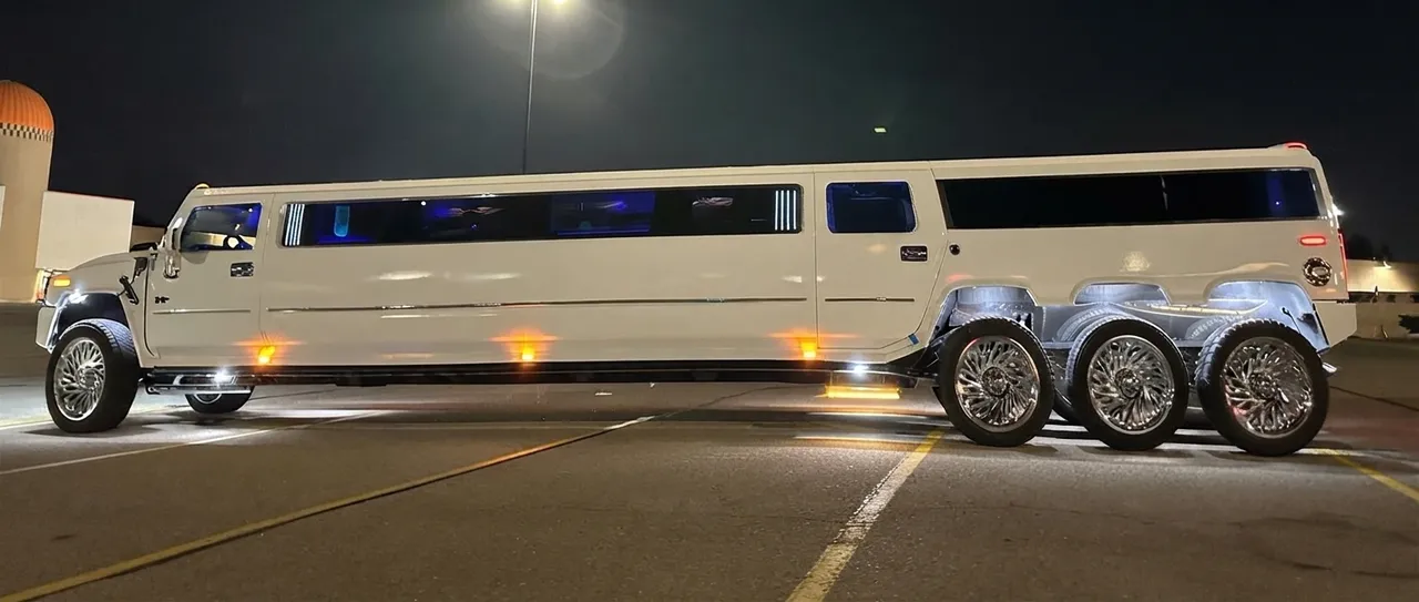 Hummer H2 Triple Axle White Hummer H2 Triple Axle White ready for booking