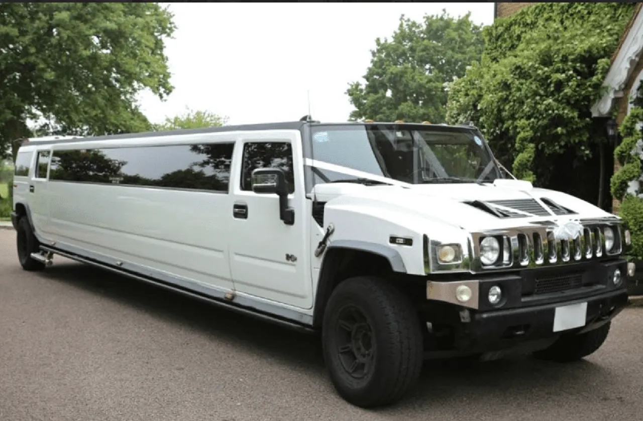 White Hummer Limo with tinted windows for limo rental in Churchill County, NV