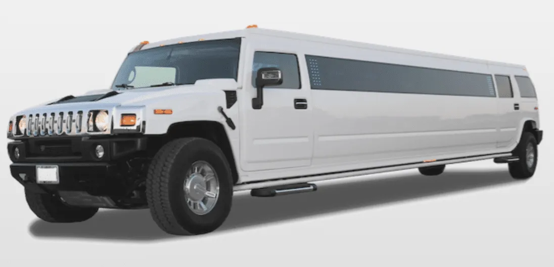 White Hummer Limousine for limo rental in Saint Clair County, IL