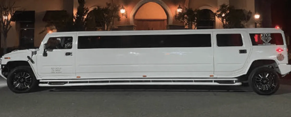 White Hummer Limousine for limo rental in Santa Cruz County, AZ