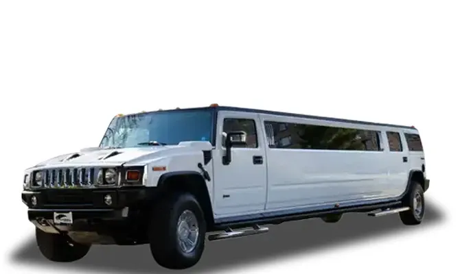 White-painted Hummer Limousine ready for booking
