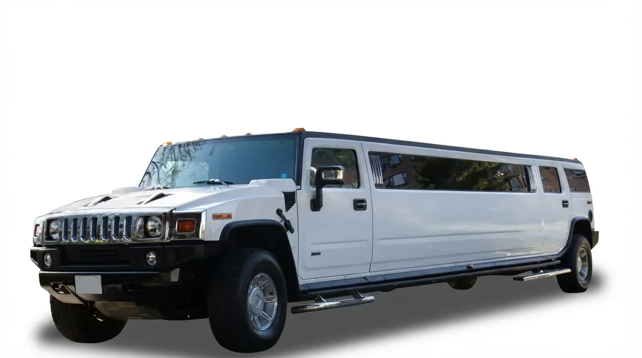 White-painted Hummer Limousine ready for booking