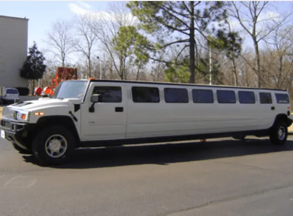 White-painted Hummer Limousine, tinted windows