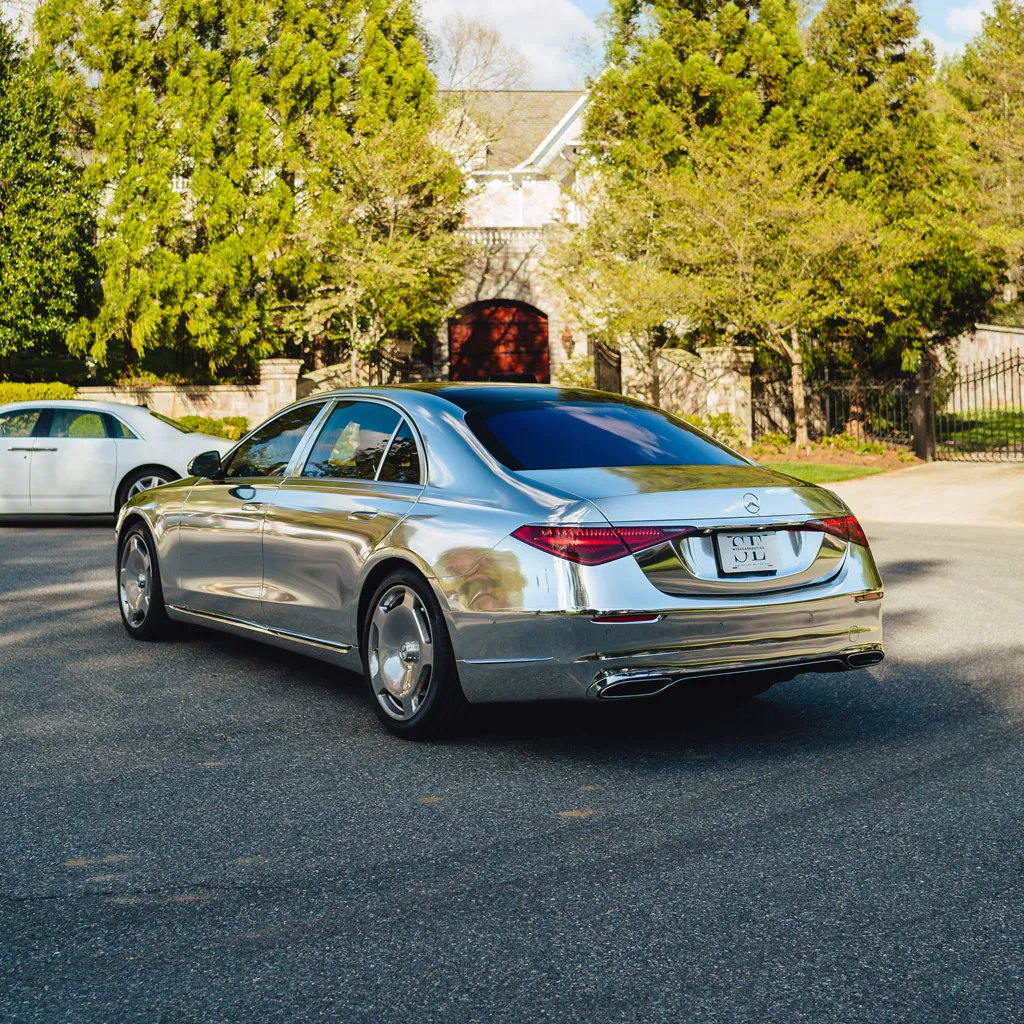 Silver ‘Kanye Maybach’ Full Chrome 2022 Mercedes-Benz S580, photo 10 for wedding car rental in Dauphin County, PA Silver ‘Kanye Maybach’ Full Chrome 2022 Mercedes-Benz S580, photo 10 for wedding car rental in Dauphin County, PA