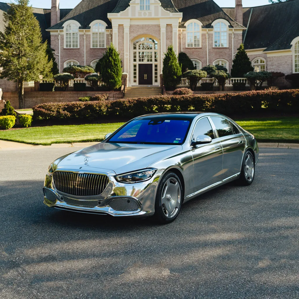 Silver ‘Kanye Maybach’ Full Chrome 2022 Mercedes-Benz S580, photo 11 for wedding car rental in Dauphin County, PA Silver ‘Kanye Maybach’ Full Chrome 2022 Mercedes-Benz S580, photo 11 for wedding car rental in Dauphin County, PA
