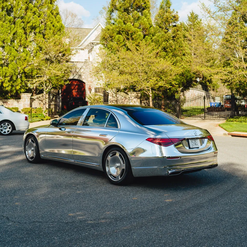 Silver ‘Kanye Maybach’ Full Chrome 2022 Mercedes-Benz S580, photo 12 for wedding car rental in Dauphin County, PA Silver ‘Kanye Maybach’ Full Chrome 2022 Mercedes-Benz S580, photo 12 for wedding car rental in Dauphin County, PA