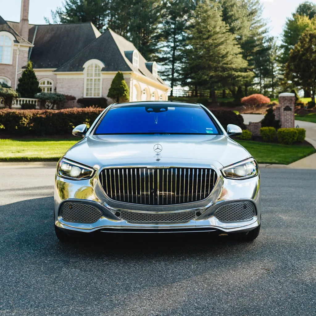 Silver ‘Kanye Maybach’ Full Chrome 2022 Mercedes-Benz S580, photo 3 for wedding car rental in Dauphin County, PA Silver ‘Kanye Maybach’ Full Chrome 2022 Mercedes-Benz S580, photo 3 for wedding car rental in Dauphin County, PA